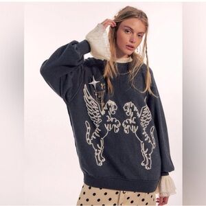 We the free Women's gray graphic Sweater